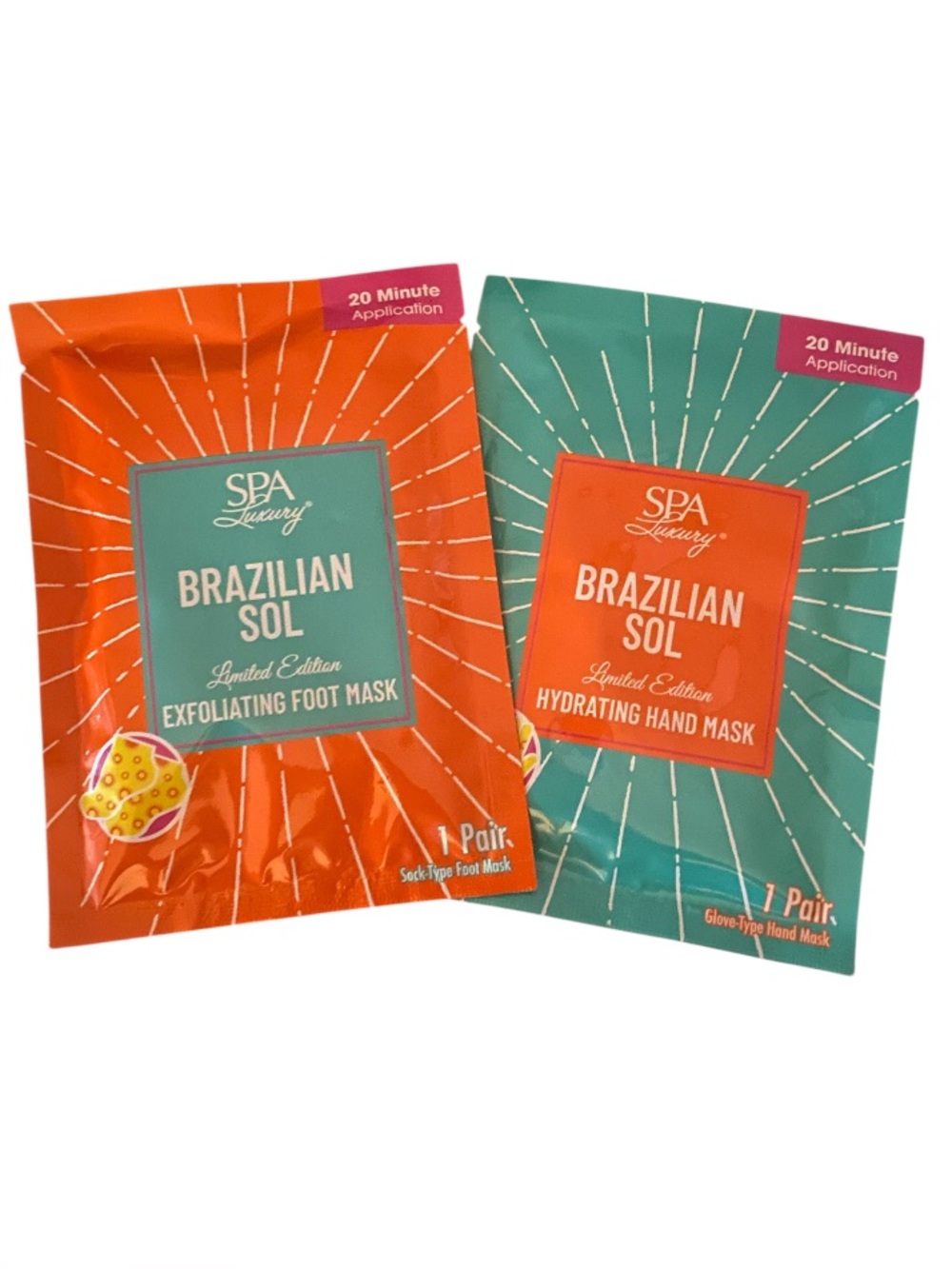 Brazilian Sol Hydrating Hand Mask & Exfoliating Foot Mask set